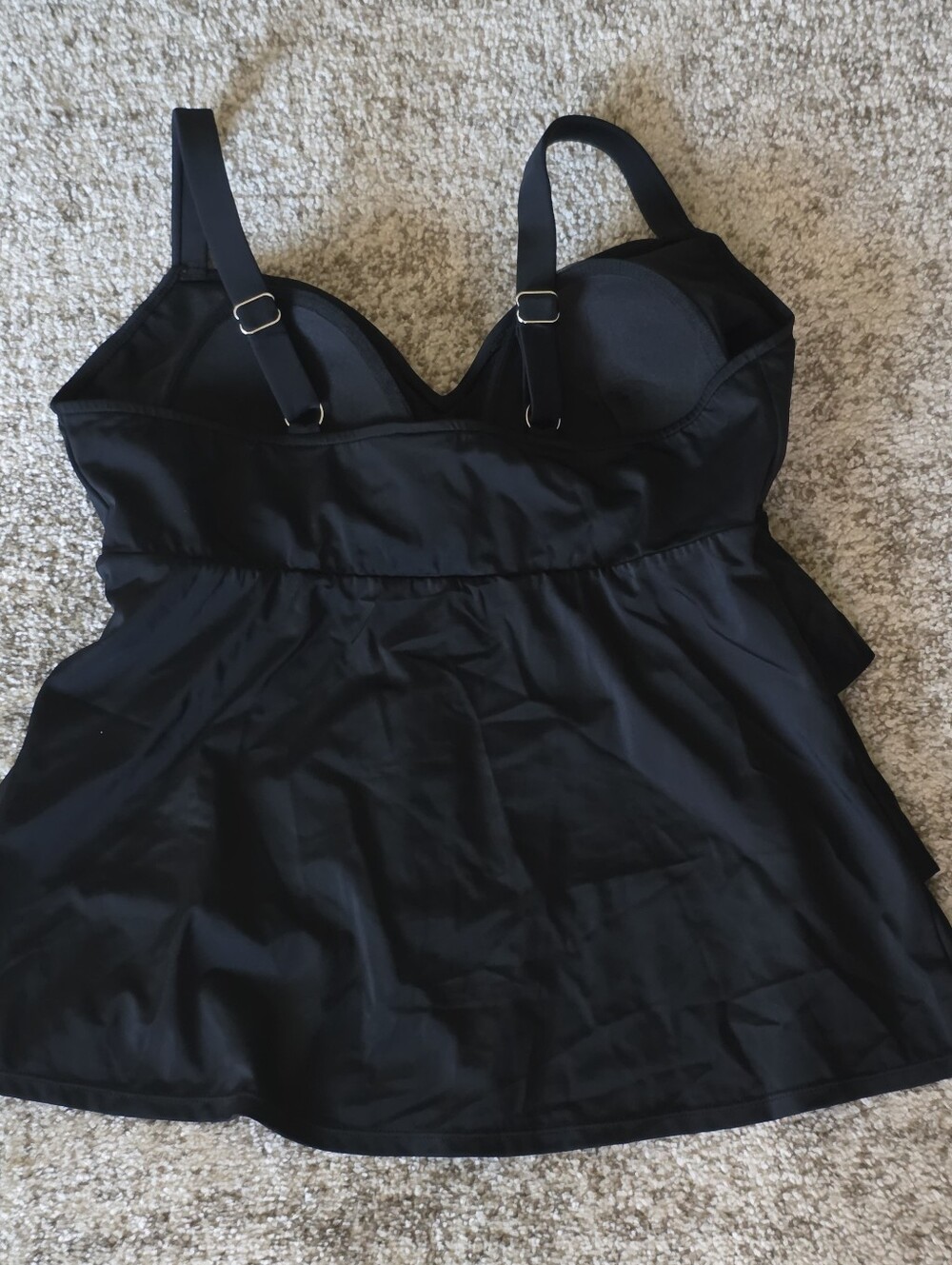 NWT Swim Solutions Women's Black Swan Tiered Ruffle Tankini Swim Top Black 16 - Picture 3 of 10